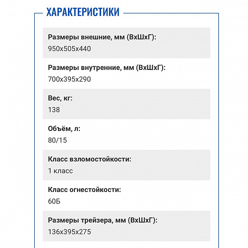 Огневзломостойкий сейф &amp;quot;VALBERG ГАРАНТ 95Т&amp;quot; EL 